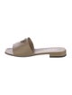 Prada Enameled Metal Triangle Saffiano Leather Slides