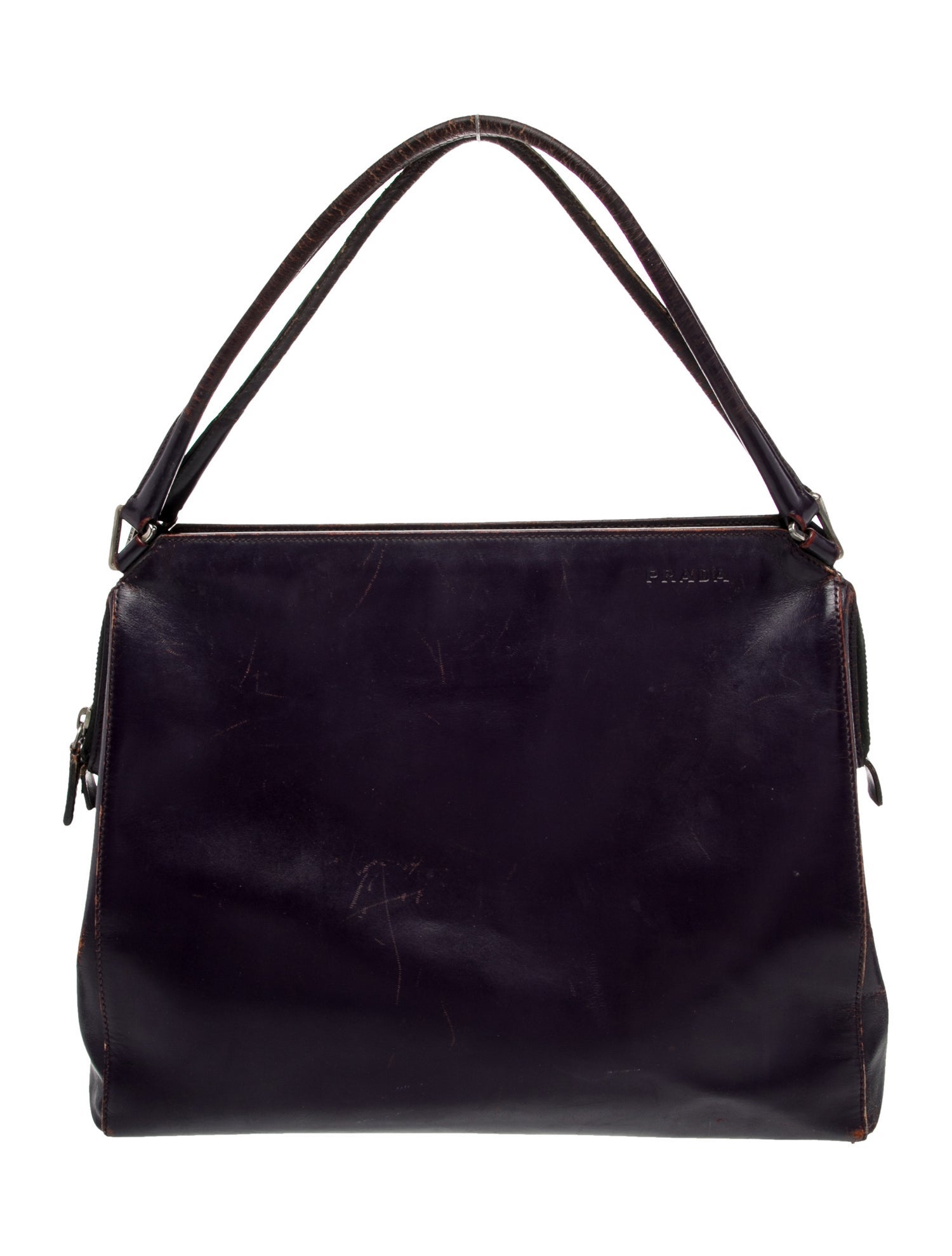 Prada Enameled Metal Triangle Shoulder Bag