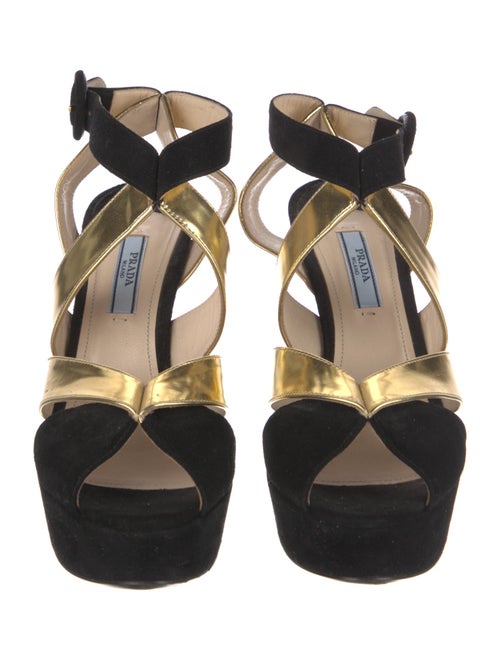 Prada Suede Colorblock Pattern Slingback Pumps