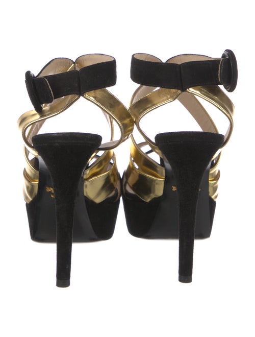 Prada Suede Colorblock Pattern Slingback Pumps