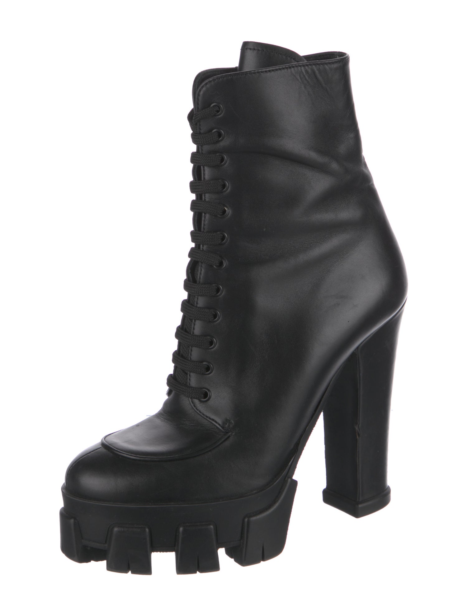 Prada Leather Lace-Up Boots