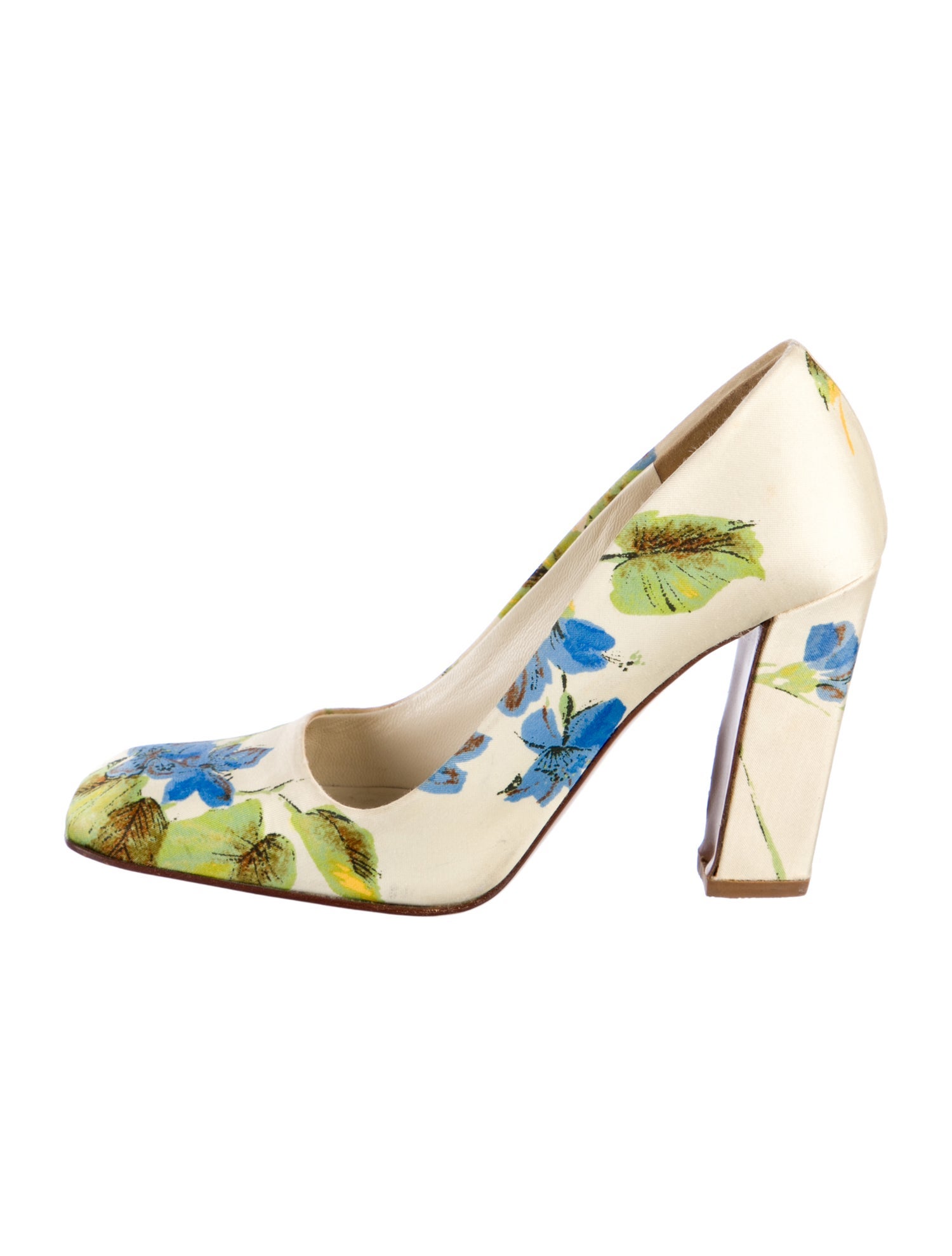 Prada Satin Floral Print Slingback Pumps