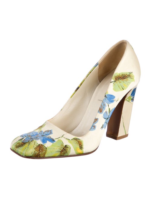 Prada Satin Floral Print Slingback Pumps