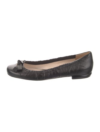 Prada Signature Logo Leather Ballet Flats