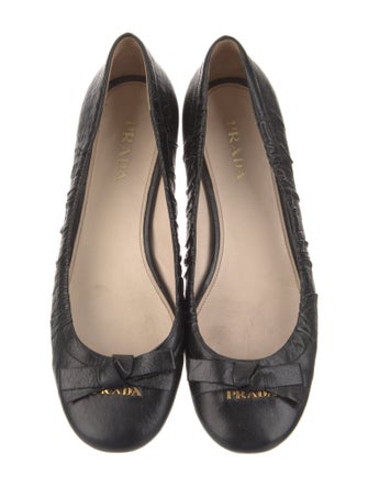 Prada Signature Logo Leather Ballet Flats