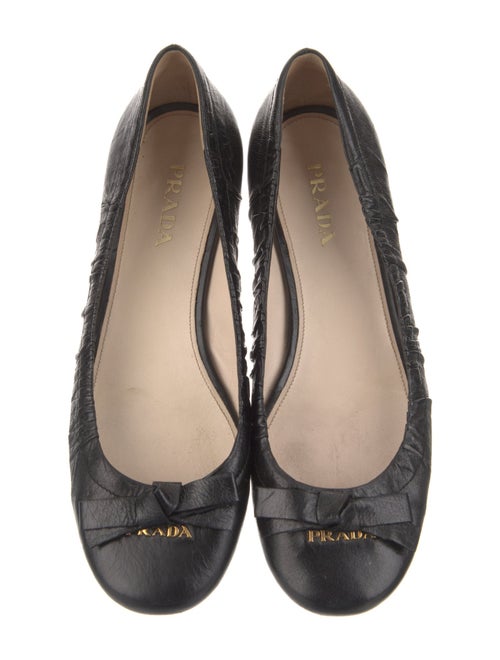 Prada Signature Logo Leather Ballet Flats