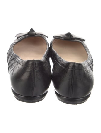 Prada Signature Logo Leather Ballet Flats