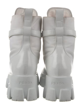 Prada Leather Printed Combat Boots