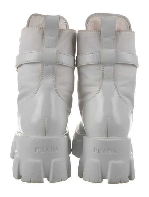Prada Leather Printed Combat Boots