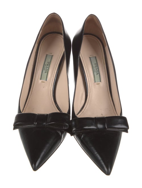 Prada Patent Leather Bow Accents Pumps