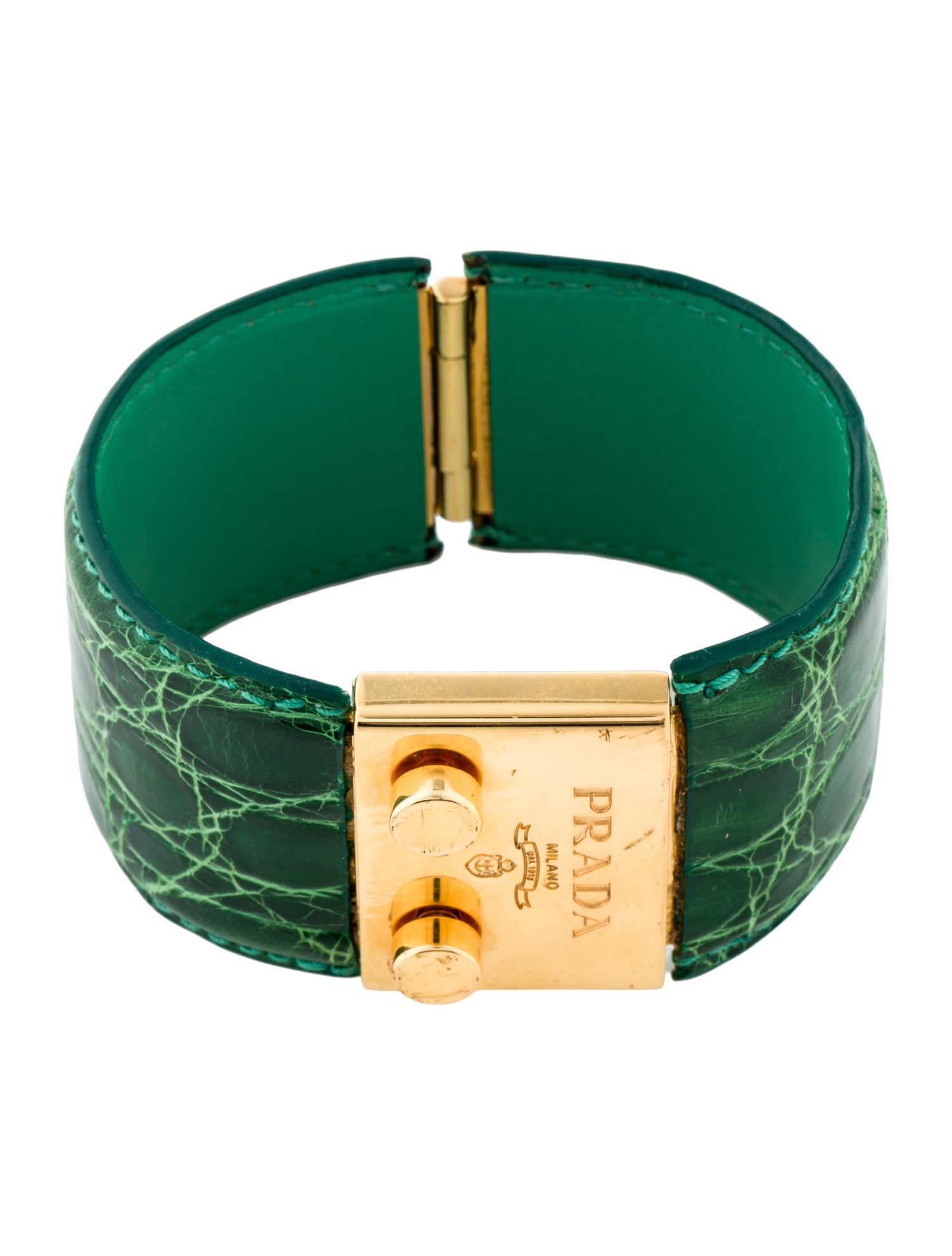 Prada Leather Alligator Wrap Bracelet