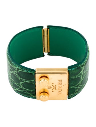 Prada Leather Alligator Wrap Bracelet