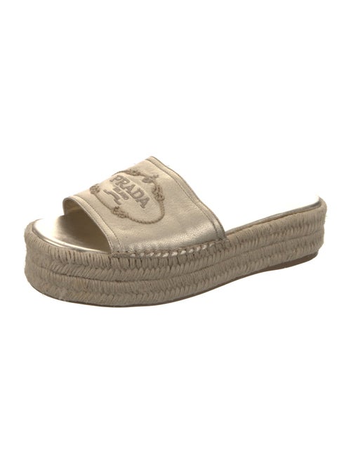 Prada Leather Embroidered Accent Espadrilles