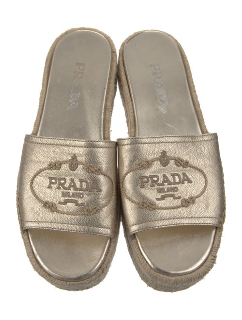 Prada Leather Embroidered Accent Espadrilles