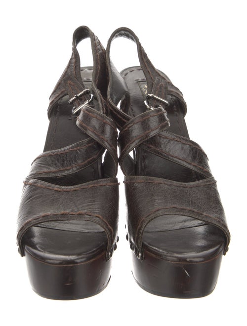 Prada Leather Studded Accents Slingback Sandals