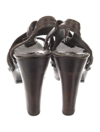 Prada Leather Studded Accents Slingback Sandals