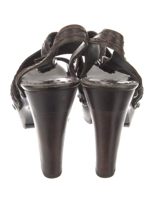 Prada Leather Studded Accents Slingback Sandals