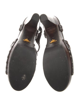Prada Leather Studded Accents Slingback Sandals