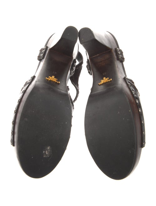 Prada Leather Studded Accents Slingback Sandals
