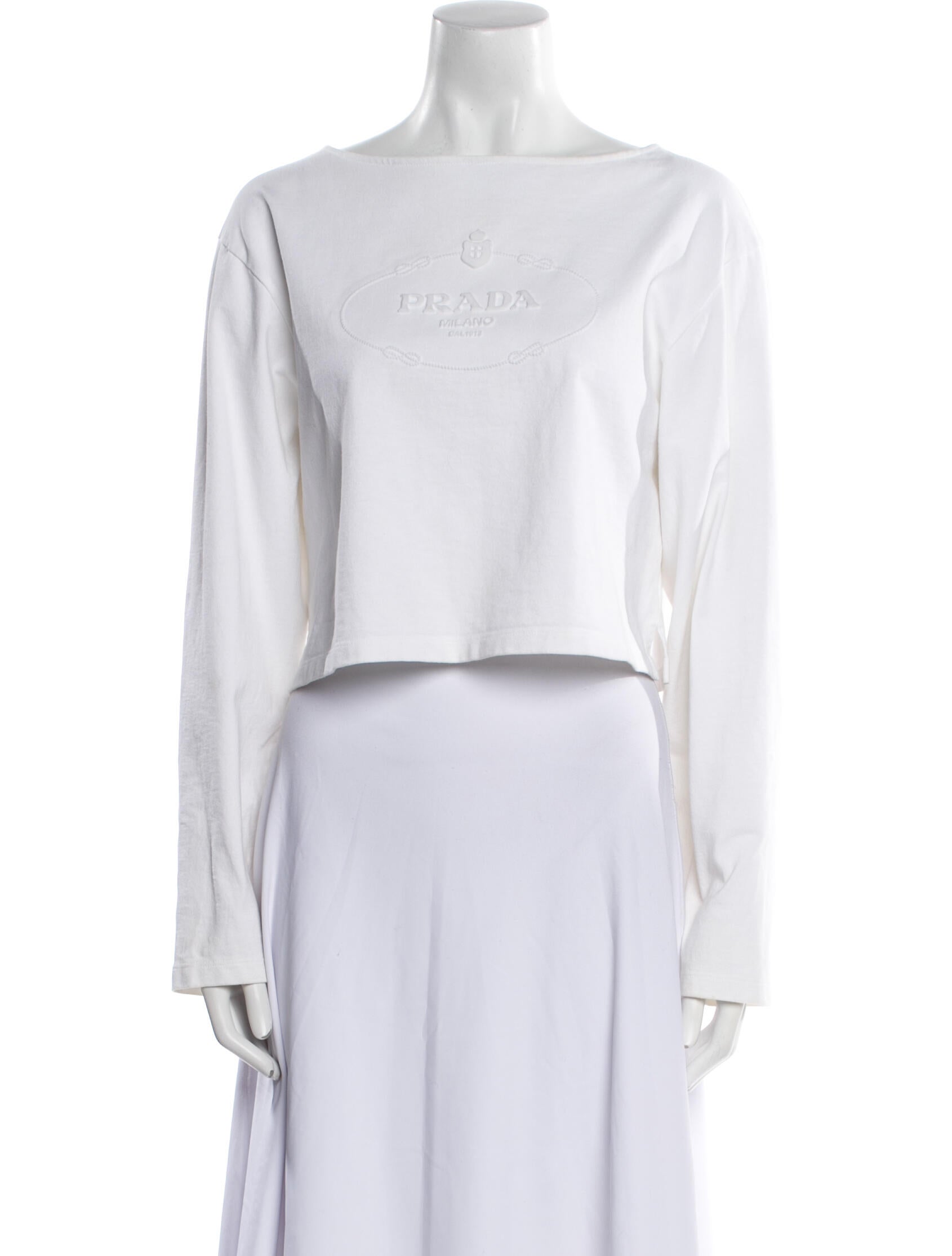 Prada 2023 Bateau Neckline Crop Top