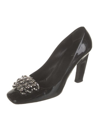 Prada Patent Leather Chain-Link Accents Pumps