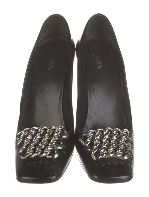 Prada Patent Leather Chain-Link Accents Pumps