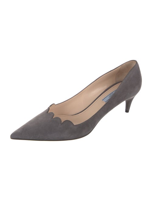 Prada Suede Scalloped Accent Pumps