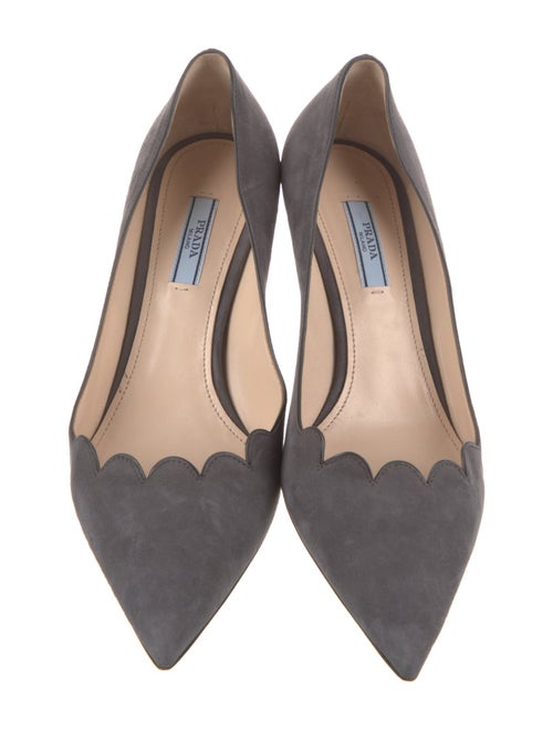 Prada Suede Scalloped Accent Pumps