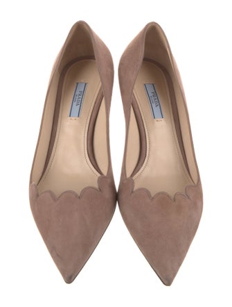 Prada Suede Scalloped Accent Pumps