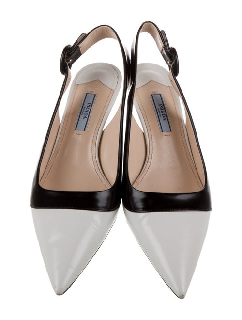 Prada Patent Leather Colorblock Pattern Slingback Pumps