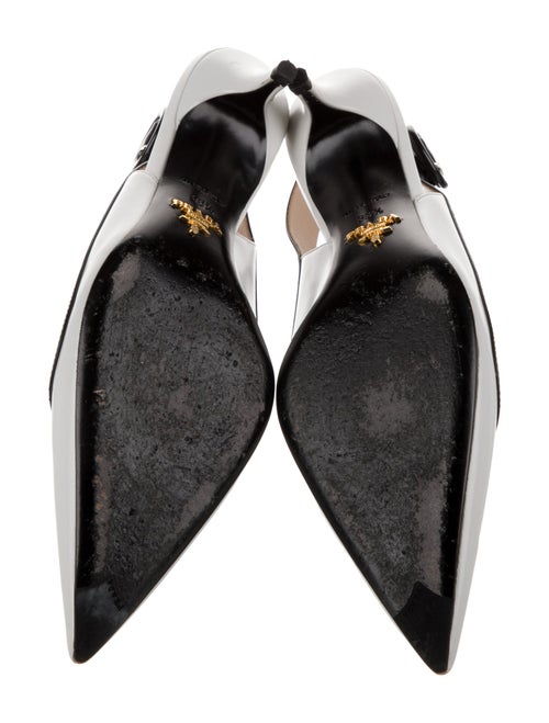 Prada Patent Leather Colorblock Pattern Slingback Pumps