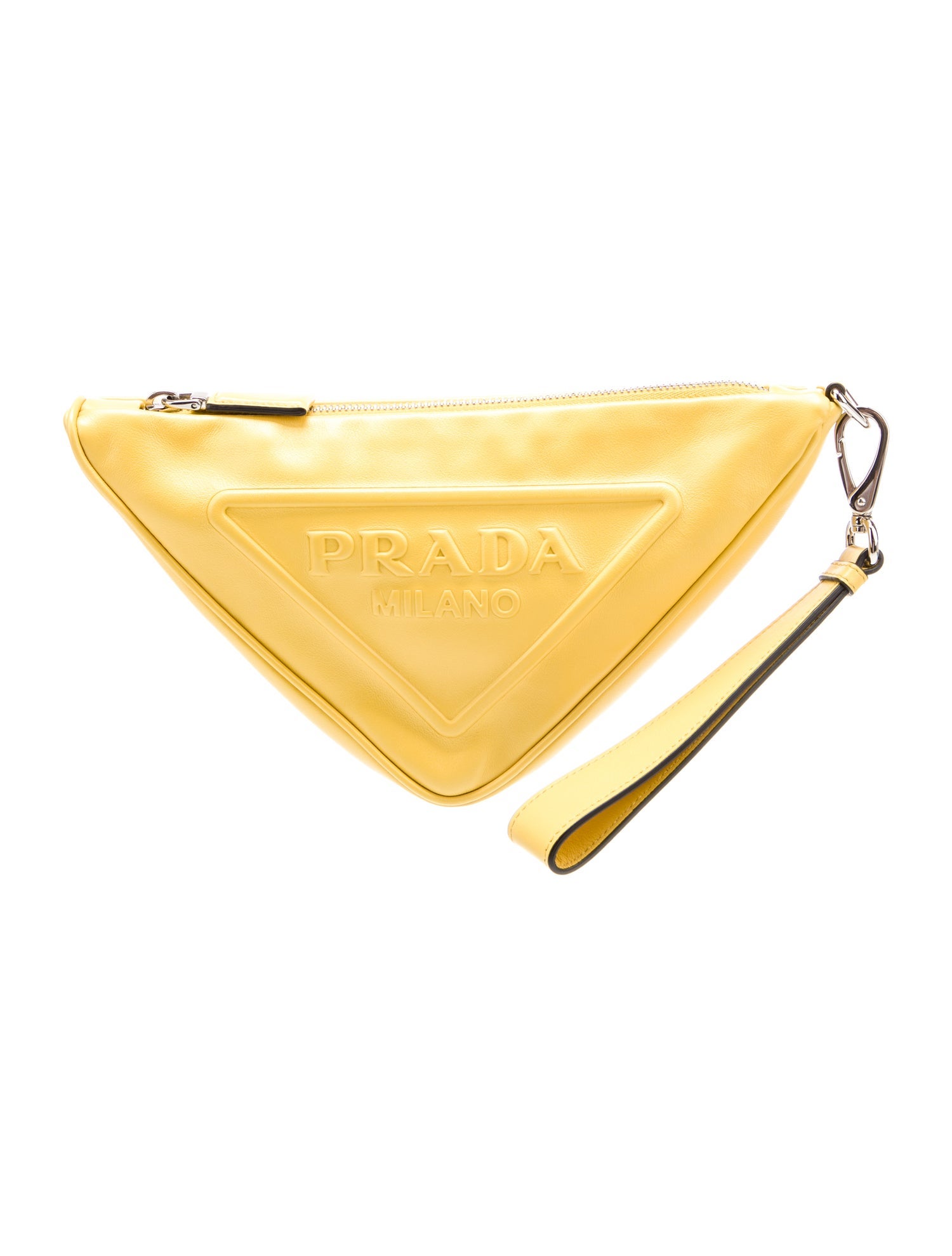 Prada Enameled Metal Triangle Triangle