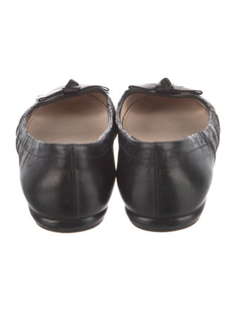 Prada Leather Bow Accents Ballet Flats