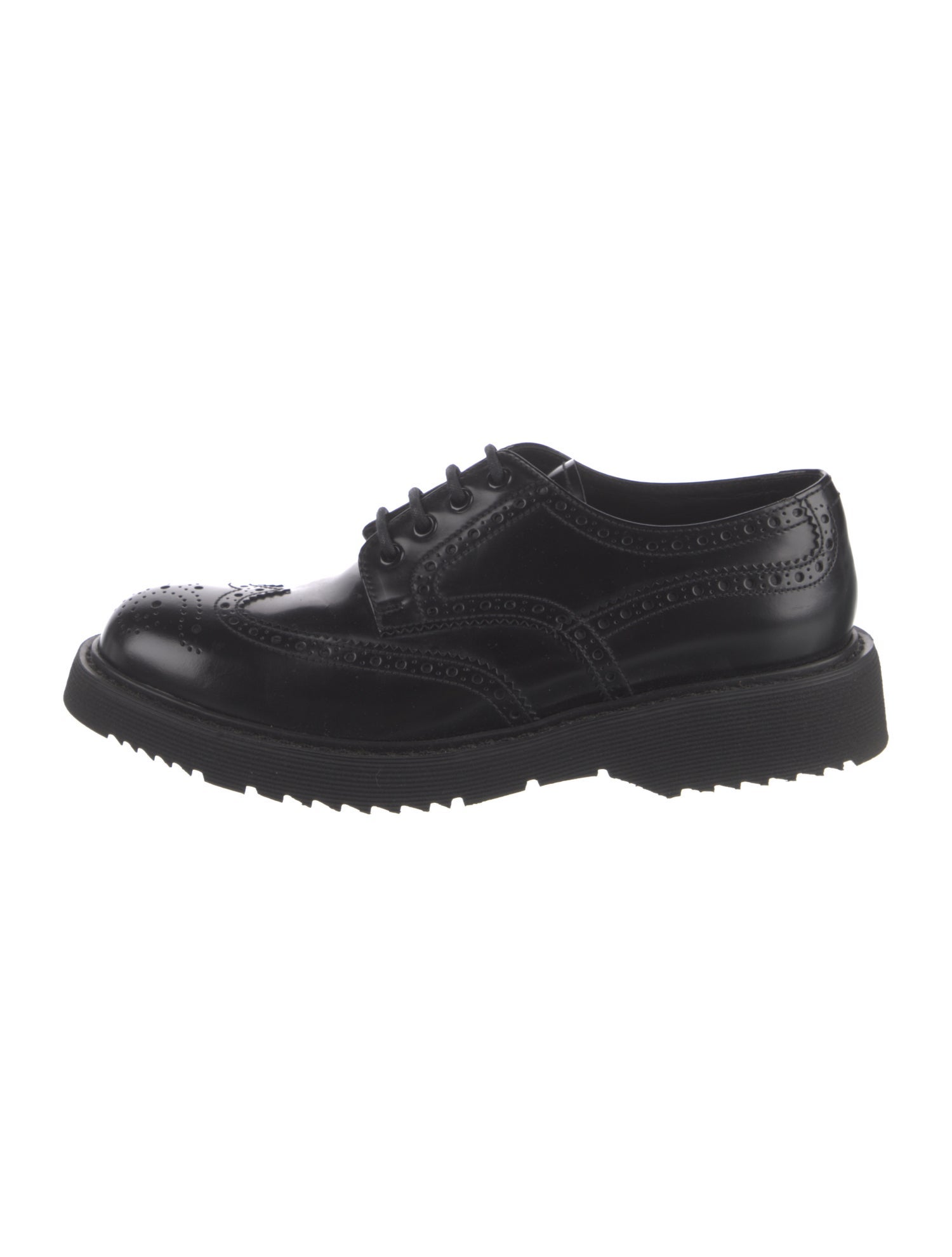 Prada Leather Eyelet Trim Brogues