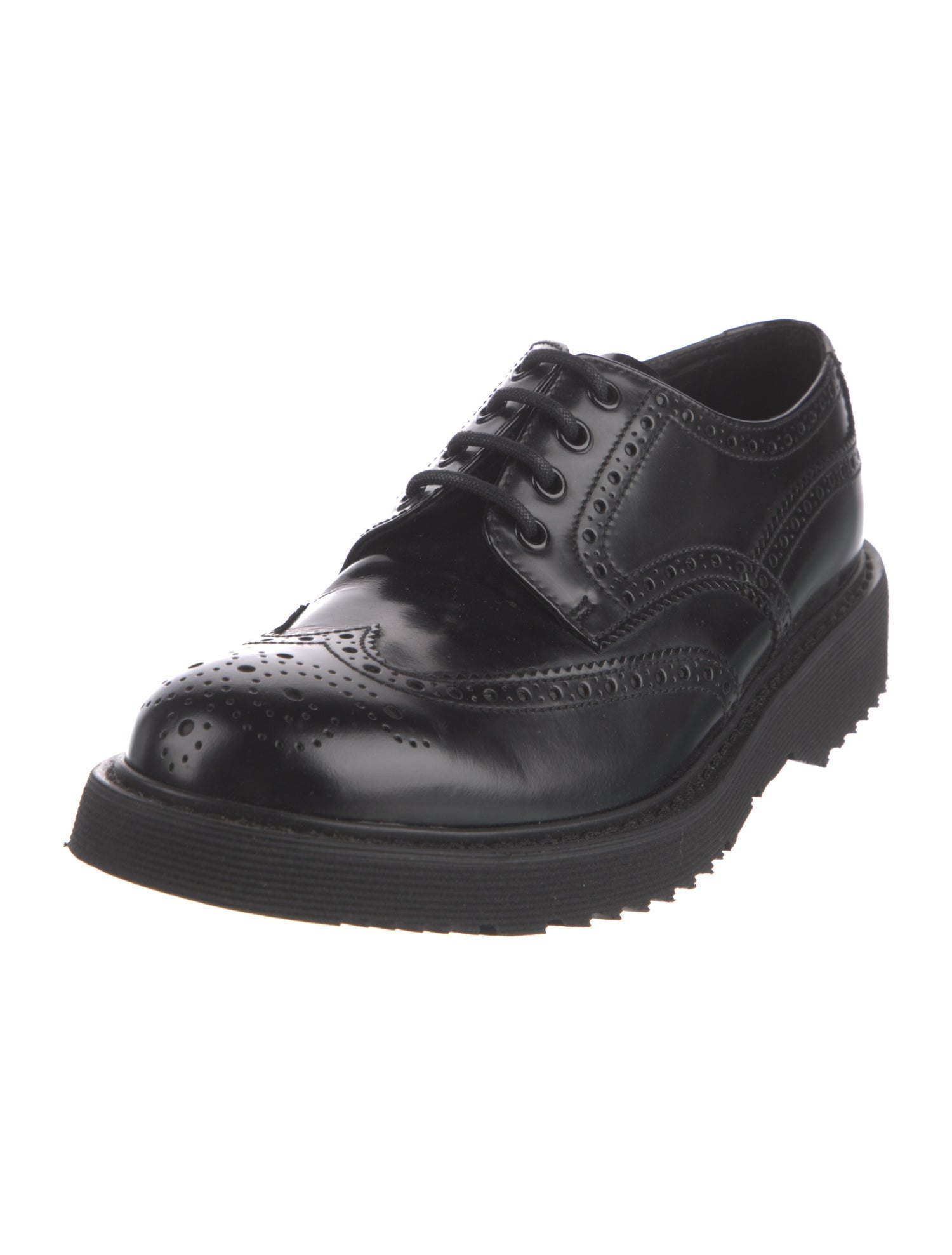 Prada Leather Eyelet Trim Brogues