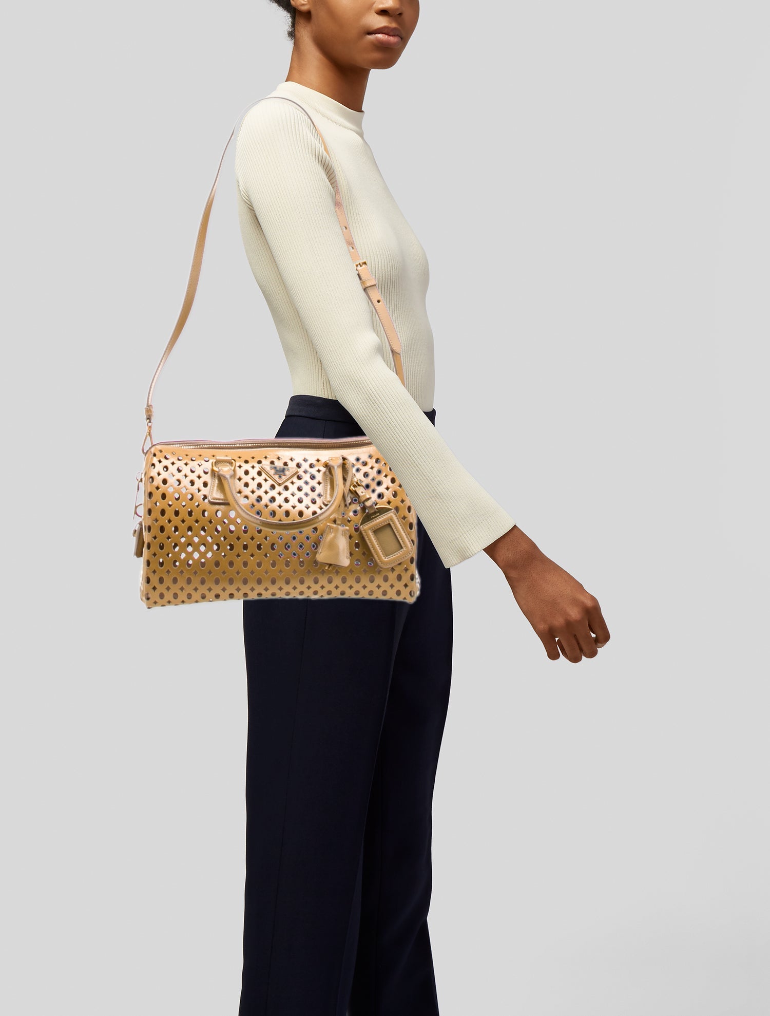 Prada Saffiano Fori Leather Bauletto