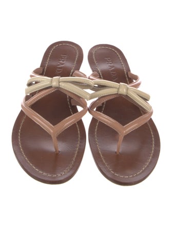 Prada Patent Leather Bow Accents Slides