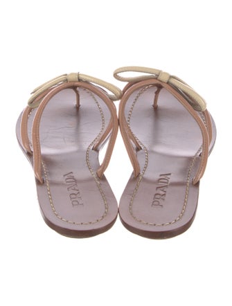 Prada Patent Leather Bow Accents Slides