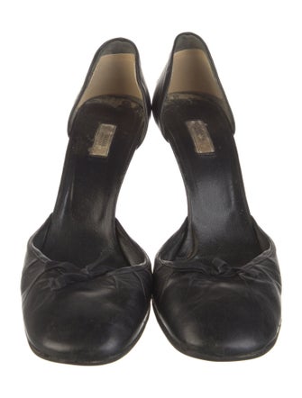 Prada Leather Bow Accents D'Orsay Pumps