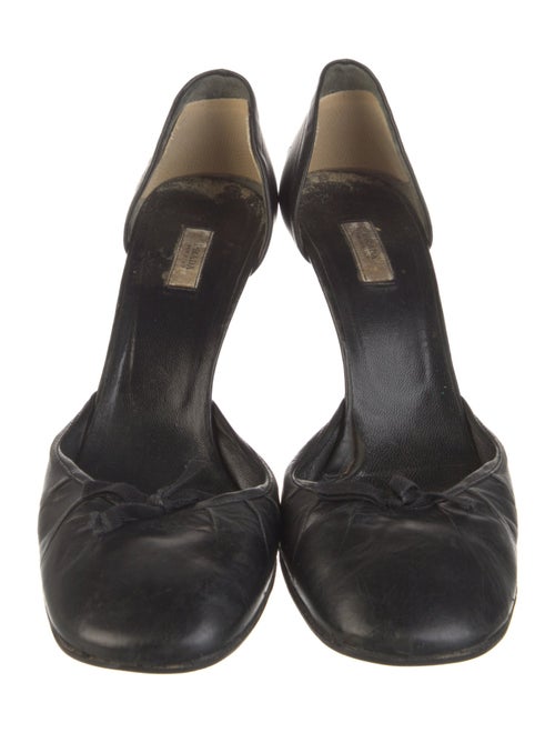 Prada Leather Bow Accents D'Orsay Pumps
