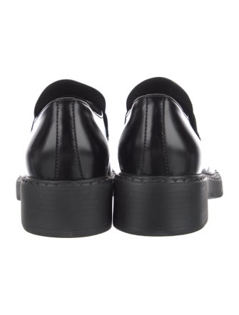 Prada Enameled Metal Triangle Leather Oxfords