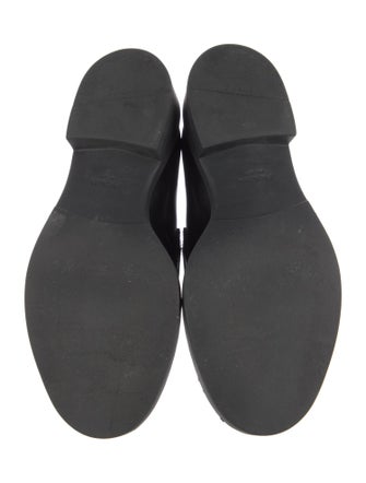 Prada Enameled Metal Triangle Leather Oxfords