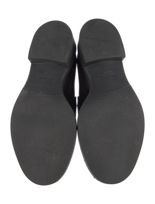 Prada Enameled Metal Triangle Leather Oxfords