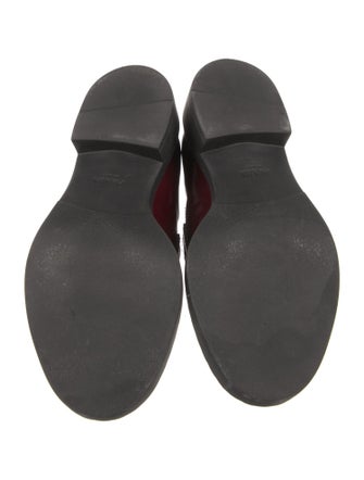 Prada Enameled Metal Triangle Patent Leather Oxfords