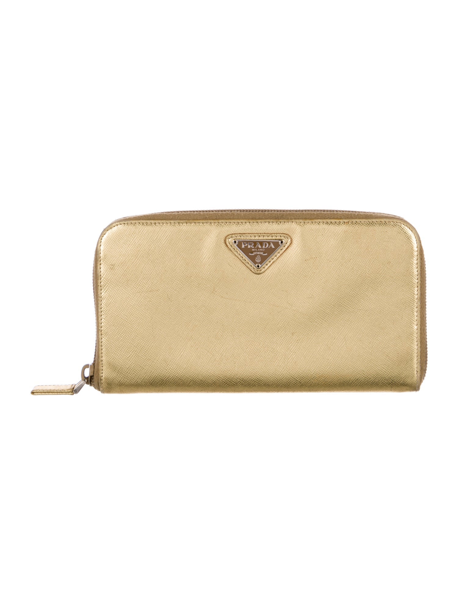 Prada Saffiano Triangle Leather Wallet