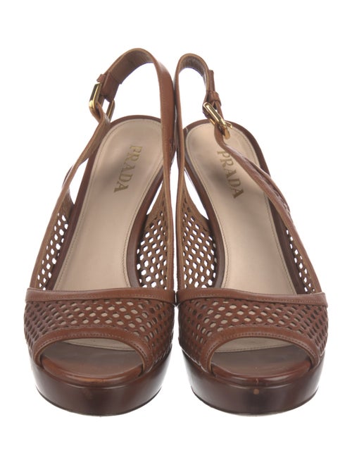 Prada Leather Lasercut Accents Slingback Sandals