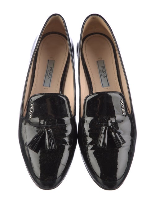 Prada Patent Leather Tassel Accents Loafers