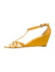 Prada Patent Leather Cutout Accent T-Strap Sandals