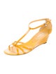 Prada Patent Leather Cutout Accent T-Strap Sandals