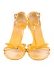 Prada Patent Leather Cutout Accent T-Strap Sandals